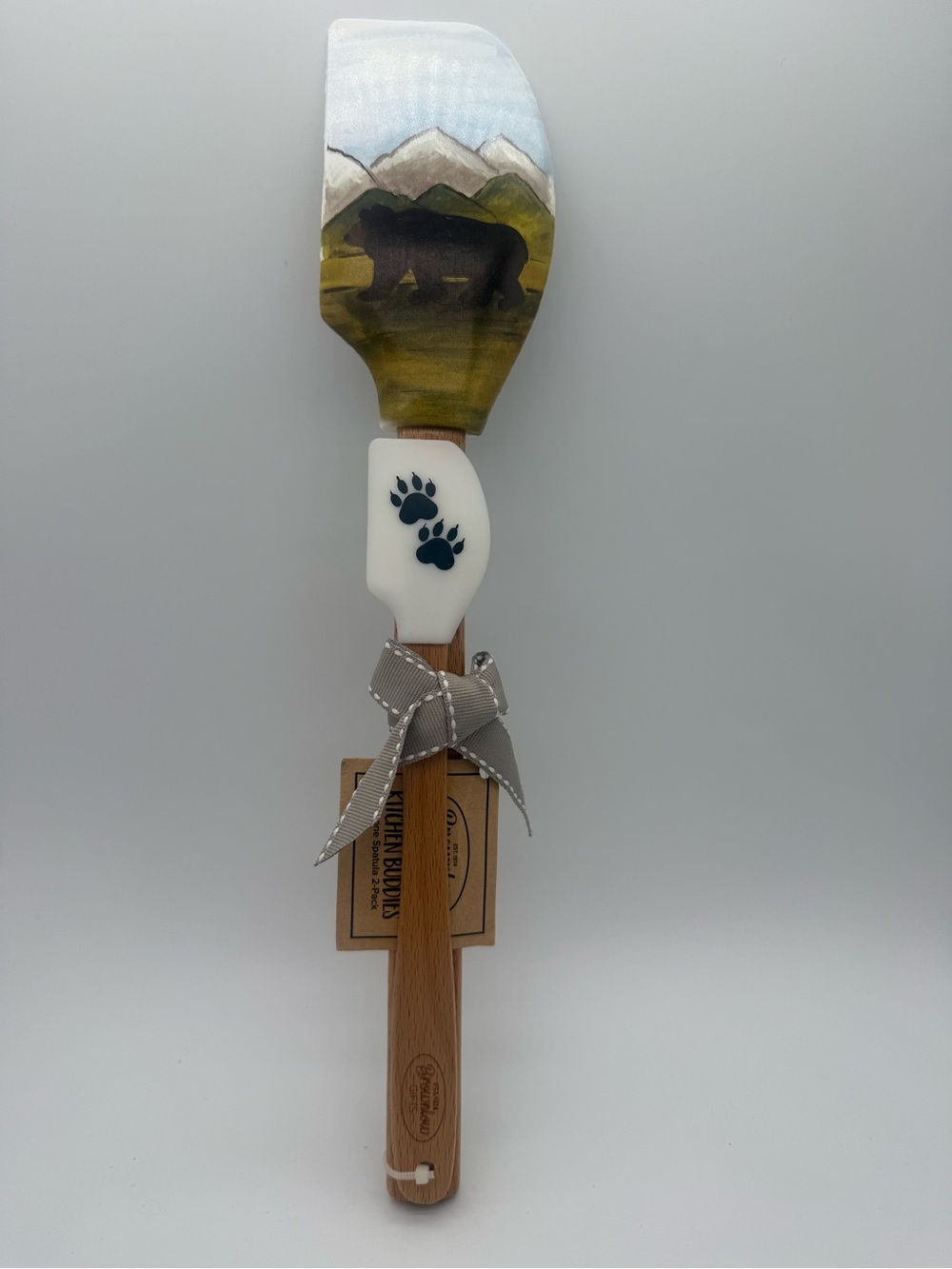 Brownlow Gifts Kitchen Buddies Set Of 2 Silicone Spatulas Black Bears Mountains